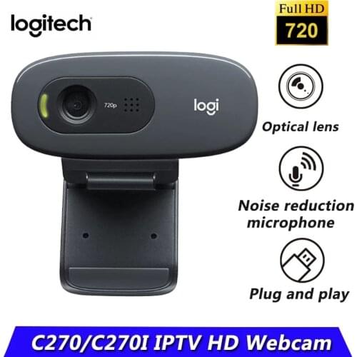 Logitech Webcam Original C270/C270i HD 720p 3-MP Widescreen Camera USB2.0 Free drive Webcam for PC