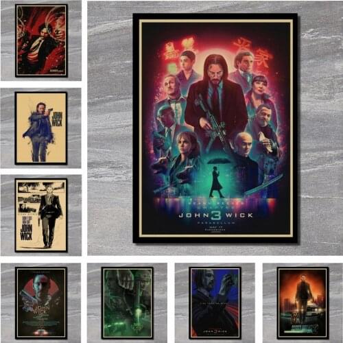 Movie John Wick Vintage Poster kraft paper Wall Stickers Retro Poster Prints For Bar And Home Decor