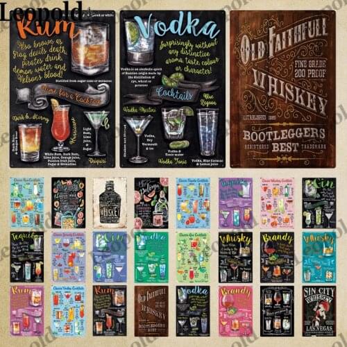 Whisky Metal Sign Plaque Wall Sticker Wine Bottle Combination Tin Label Retro Wall Artist Home Decoration