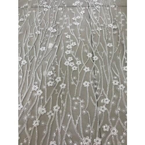 High Quality beaded Lace Fabric SYJ-98917 Nigerian Lace Fabric with sequins