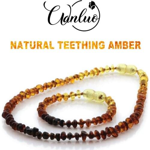 WL Certified Authenticity Genuine Baltic Amber Teething Necklace Bracelet for babies Natural Amber Beads Jewelry Sets for Baby