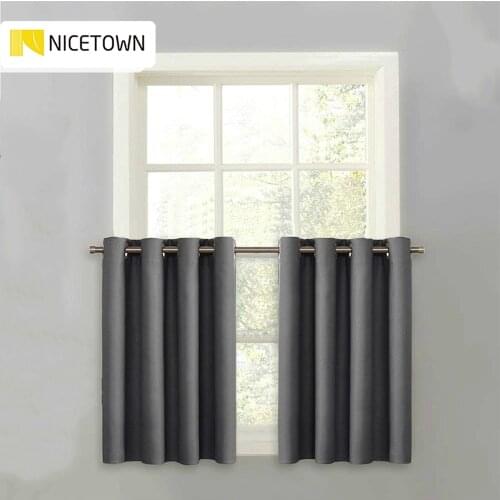 NICETOWN Blackout Tier Valance Curtain Thermal Insulated Grommet Top Curtain Panel with Eyelets for Kitchen Half Window ,1Pair
