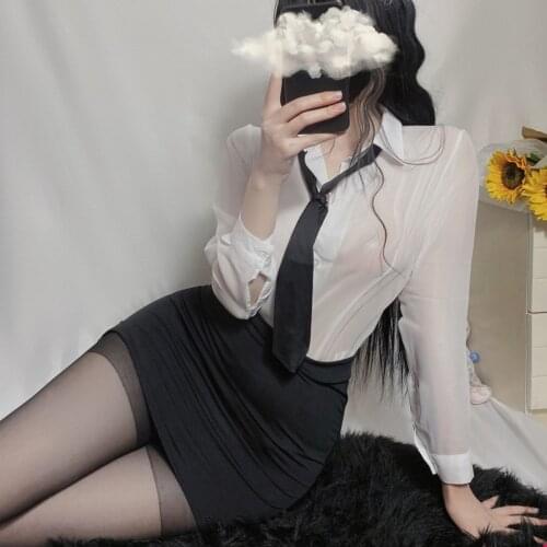 Women Hot Sexy Underwear Lingerie Teacher Secretary Uniform Open Crotch Pantyhose Bunny Girls OL Suit Perspective Passion