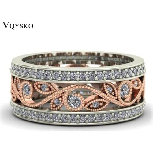 Shiny Rose Gold Ring Flower Zircon Engagement Ring Fashion Jewelry Wedding Rings for Women