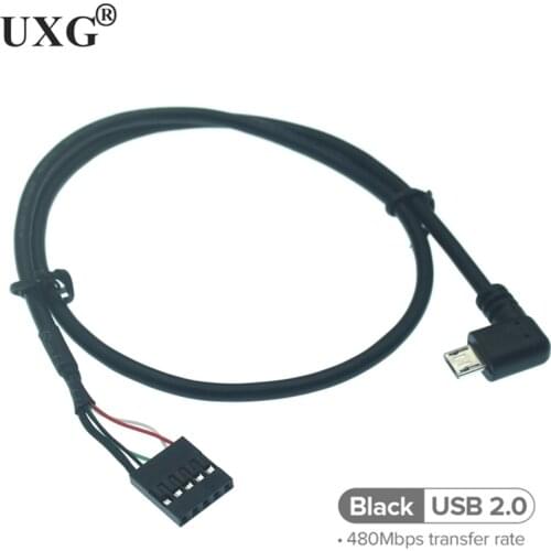90 Degree 1pcs Micro USB Male Left Right Angle to Dupont 5 Pin Female Header Motherboard Cable 50cm/1.5ft
