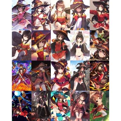 20pcs one Set KonoSuba Megumin Anime Manga Card Paster IC Card Stickers A057