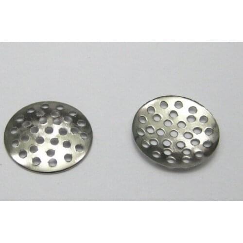 200 Round Metal Beading Pad with Holes 20mm Brooch Back Beadwork
