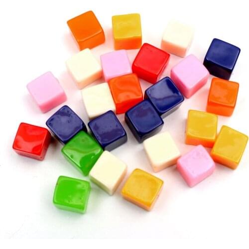 50pcs Color Mixed Square Resin Decoration Crafts Flatback Cabochon Embellishments For Scrapbooking Beads Diy Accessories
