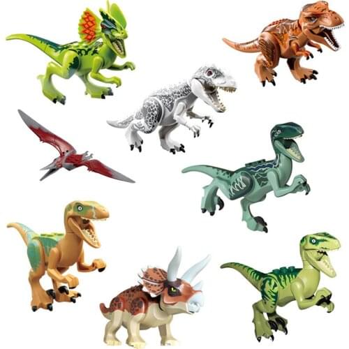 6-8pcs/set Dinosaurs World Dinosaurs Figures Tyrannosaurus Dinosaurios Classic Building Blocks Compatible Toys Gift For Kids