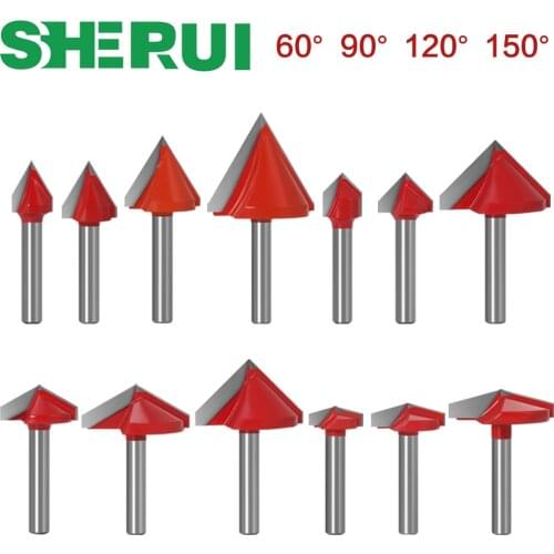 6mm V Bit-1PCS,CNC solid carbide end mill,tungsten steel woodworking milling cutter,3D wood MDF router bit,60 90 120 150 degrees