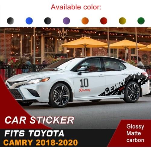 Car Stickers Side Body 10 Racing Sport Flame Graphics Vinyl Car Decoration Decals Custom Fit For TOYOTA CAMRY 2018 2019 2020
