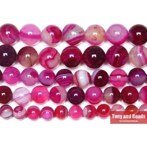 Natural Stone Banded Magenta Lace Agates Round Loose Beads 4 6 8 10 12MM Pick Size For Jewelry Making