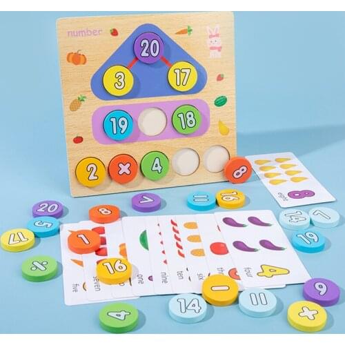 Wooden Puzzle Number Letter Matching Board Cartoon 2 in 1 English Spelling Toy Digitals Board Childrens Cognitive Teaching Aids