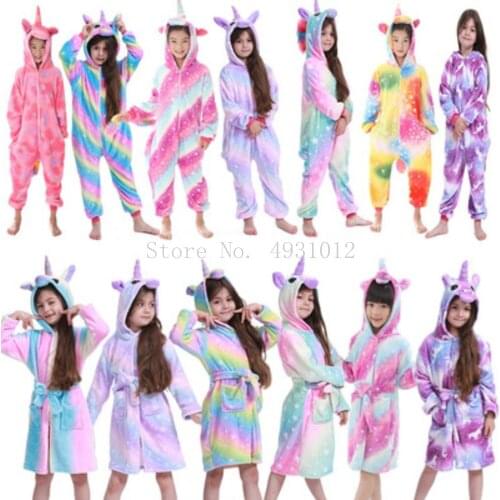 Childrens Unicorn Jumpsuit Boys and Girls Unicorn Bathrobe Home Service Adult Parent-Child Flannel Hooded Blanket Pajamas