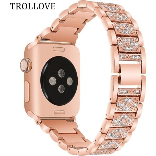 For Apple Watch band 40mm 44mm 38mm 42mm Women Bling Diamond Band for iWatch Series 5 4 3 2 1 Bracelet Stainless Steel Strap