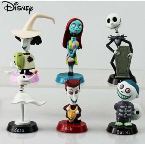 Disney Christmas Nightmare Jack Kellington 6pcs/set of movable doll series model shaking head doll children toy