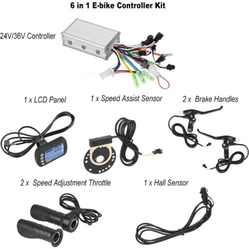 24V/36V Electric Bike Bicycle Brushless Controller with LCD Panel + Speed Adjustment Throttle + Handles+Speed Assist Sensor Kit