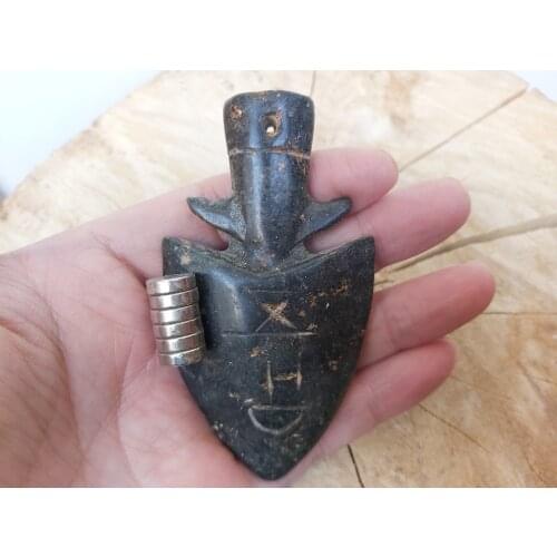 Chinese antique real stone jade Hongshan Culture Meteorite pendant fossil have magnet mystery Devil status collection Arrow arro