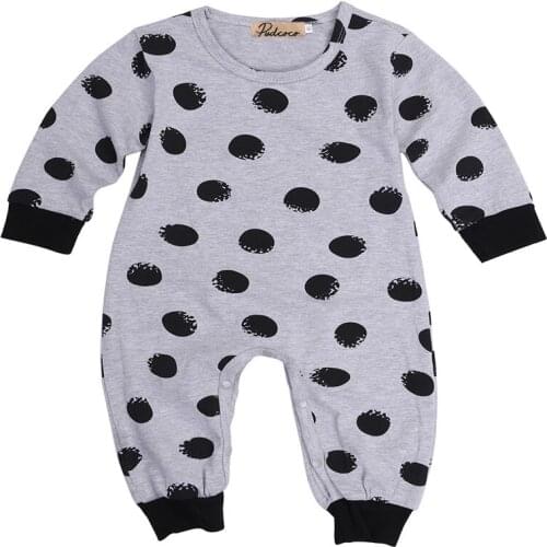 Free shipping Toddler Baby Boys Girls clothes Long Sleeve Dot letter print Romper round neck kids newborn Jumpsuit one pieces