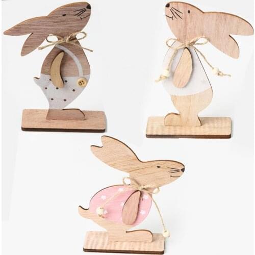 Ornament Lightweight Detachable Wood Easter Rabbit Crafts for Office Easter Rabbit Crafts