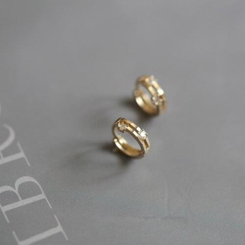 Custom chain sense small earring pure 9K GOLD inlaid zircon earring Korean exquisite Earring