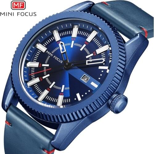 MINI FOCUS Mens Watches Top Brand Luxury Quartz Business Wristwatch Men Clock Chronograph Leather Strap Watch Relogio Masculino