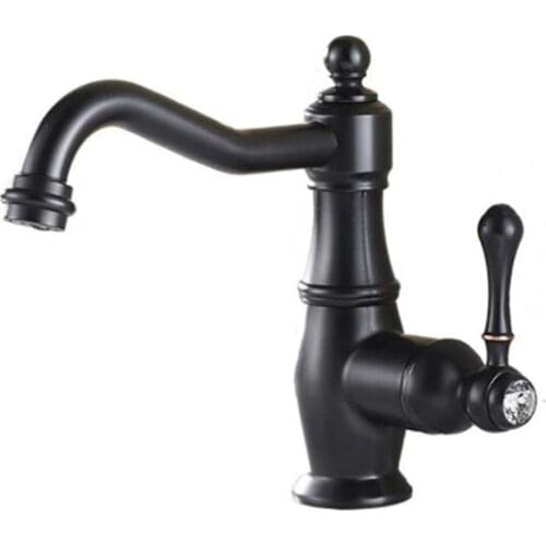 Newly Black Bronze Basin Faucet 360 Swivel Carved Handle Bathroom Faucets Hot Cold Mixer Tap Kitchen Faucets