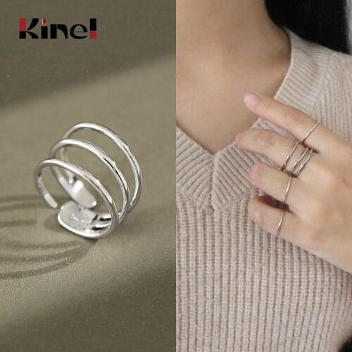 Kinel 925 Sterling Silver Open Ring Woman Jewelry INS Irregular Ring 925 Silver Punk bijoux Accessories Gift