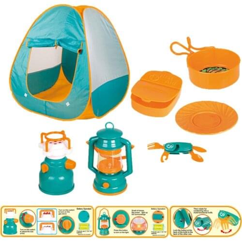 7PCS Childrens Camping Tent Set Wild Beach House Game Puzzle Parent-child Interactive Educational Toy Outdoor Tent