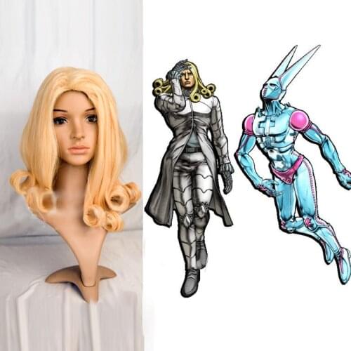 Anime JoJo bizarre adventure Funny Valentine Heat Resistant Cosplay Costume hairwear Wig+Wig Cap