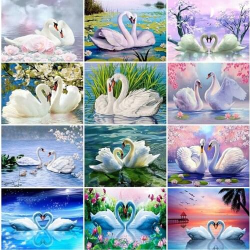 Full Round Diamond Painting Swan Cross Stitch Diamond Embroidery Animal Rhinestones Pictures Handicrafts Home Decoration Gift