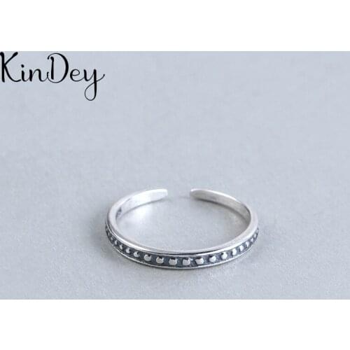 Kindey Real Silver Color Beads Rings For Women Big Antique Rings Finger Jewelry High Quality