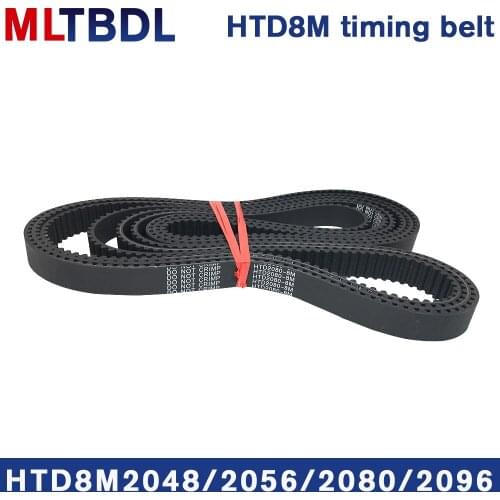 Rubber synchronous belt HTD8M 2048 2056 2080 2096 pitch=8mm arc tooth industrial transmission toothed belt width15/20/30/40