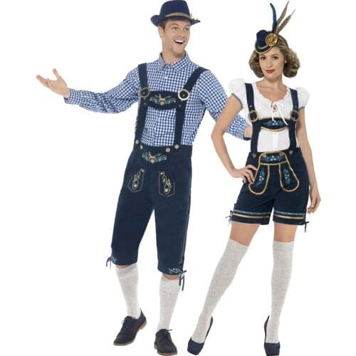 Deluxe Bavaria Traditional Festival Okotberfest Lederhosen Costume Adult Man Germany Beer Party Fancy Dress Outfit women