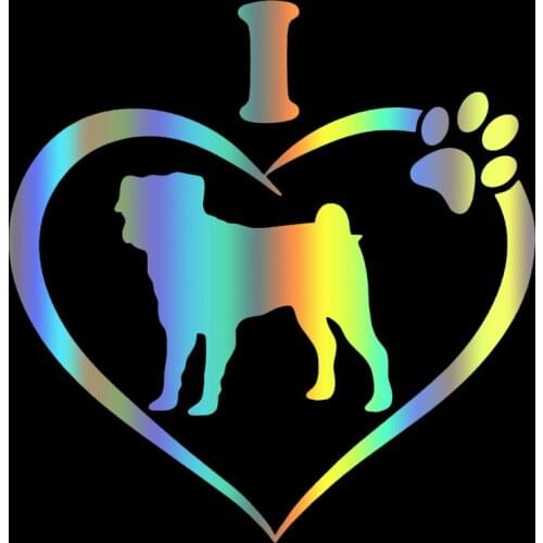 S51566 Various Sizes/Colors Car Stickers Vinyl Decal I Love My Pug Dog Animal Motorcycle Decorative Accessories