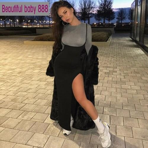 Meqeiss black sexy camis dresses women party long dress beach vacation new year 2020 spring summer new slim soft stretch fashion