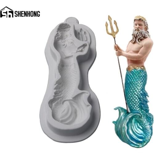 SHENHONG Neptune Mould For Cake Decorating Fondant Silicone Molds Paste Craft Candy Dessert Baking Pastry Form