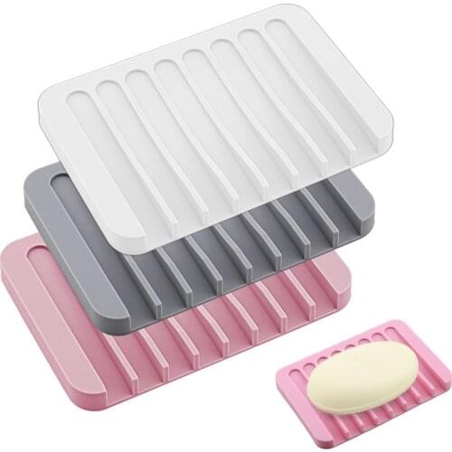 Silicone Soap Dish Shower Waterfall Soap Tray Saver Holder Drainer Flexible Bathroom Fixtures Soapbox For Shower Kitchen Counter