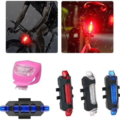 Bicycle Lights 5 LED USB Rechargeable Taillight Waterproof Cycling Mountain Bike Safety Warning Rear Light Bicycle Accessories
