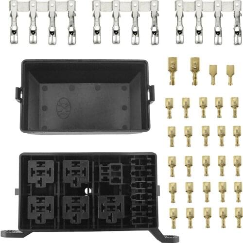 Universal DC 12V Car Marine 6-Way Relay+ 6-Slot Blade Fuse Holder Box Block Car Insurance Fuse Holder Box For Car Vehicle Hot