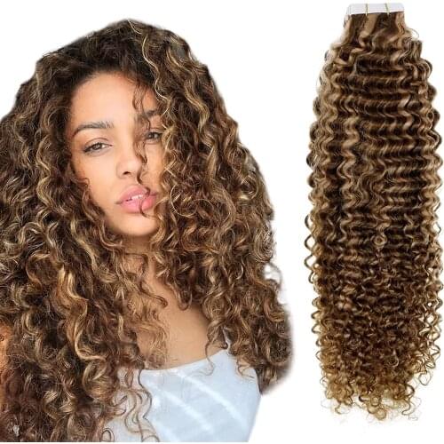 Bluelucky Hot Selling Virgin Remy Human Hair Piano Color P4/27 Tape In Extensions Straight 2.5g/Piece