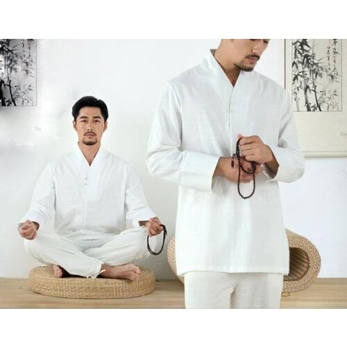 High quality men Autumn&Spring Cotton&linen Yoga suit lay tai chi suits meditation zen clothes kung fu martial arts uniforms