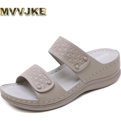 MVVJKE2021 Summer Holiday Shoes Women Sandals Casual Women Beach Sandals Fashion Ladies Summer Sandal Wedge Heel 5cm Plus Size
