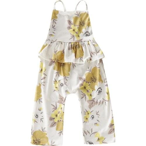 0-5Y Baby Girls Floral Romper Sleeveless Jumpsuit Summer Toddler Kids Girls Ruffles Clothes Outfits