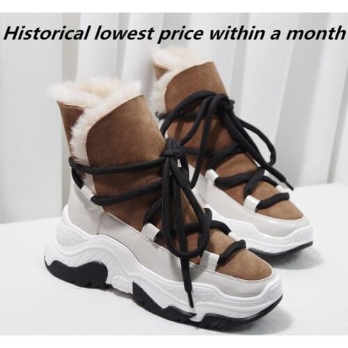 Winter Snow Boots Women Platform Shoes Woman Shearling Botas Mujer Ankle Boots Casual Botas Feminina Lace Up Chaussures Femme