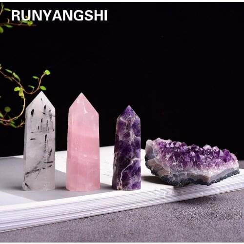 1set 100% Natural Crystal Point Mineral Ornament amethyst cluster Healing Wand Home Decoration Study Room Decoration DIY Gifts