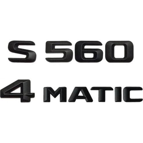 1 set Matte Black ABS Rear Trunk Letters Badge Badges Emblem Emblems Decal Sticker for Mercedes Benz S Class S560 4MATIC