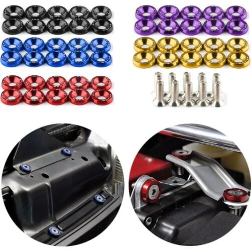 10Pcs Colorful M6 JDM Car Modified Hex Fasteners Fender Washer Bumper Engine Concave Screws Car-styling License Car Accessories