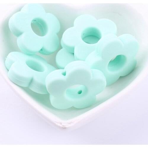 Bite Bites 5pc DIY Flower Jewelry Teething Accessories Rodent Silicone Teething Beads Soother Chain Pendant Baby Teether