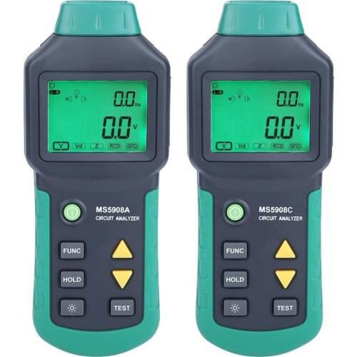 AC100-240V MASTECH MS5908A/MS5908C LCD Circuit Analyzer With Voltage GFCI RCD Tester Tools mastech ms6818